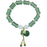 Zhang shine Bamboo Bracelet Jade Stones Lucky Money Bag Pendant Charm Stretch Beaded Bracelets For Women Fengshui Jewelry