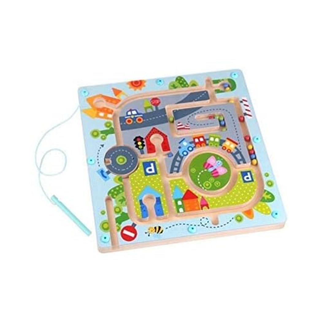 Tooky Toys 921 TKC458 EA Wooden City Maze, Multicolor