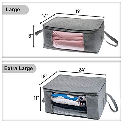 Woffit Foldable Storage Bag Organizers, Large Clear Window & Carry Handles, Great for Clothes, Blankets, Towels, Winter & Summer Clothing, Closets, Bedrooms, Under Bed & More (Extra Large)