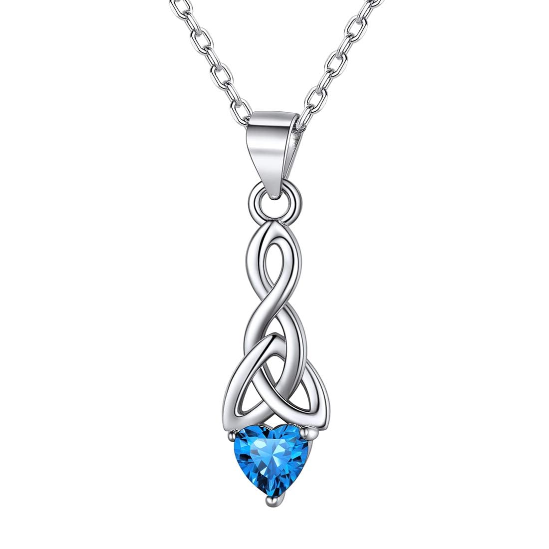 ChicSilver Womens Necklace Sterling Silver Celtic Knot December Blue Topaz Necklaces 925 Silver Jewellery for Christmas New Year