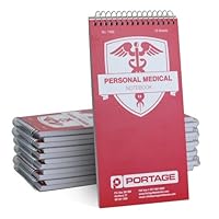 Portage Personal Medical Notebook and Journal - Durable 8" x 4" Logbook for Tracking Daily Drug Intake, Blood Sugar Levels, and Blood Pressure, 12 Pack
