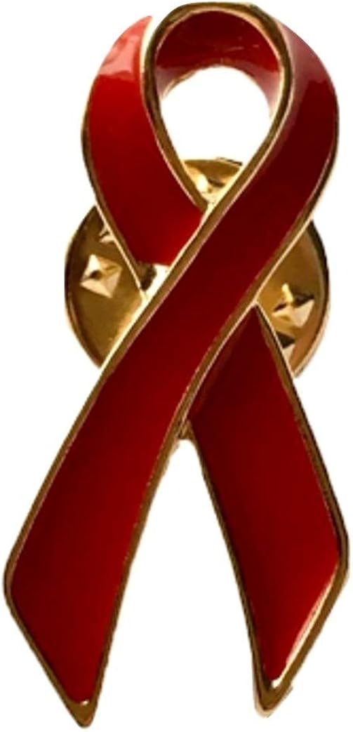 NEW Red Ribbon Awareness Brooch Lapel Pin HIV Aids Stroke Heart Disease
