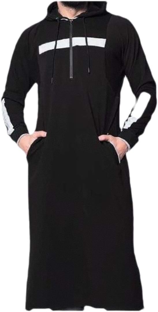 Lutratocro Men's Dubai Hooded Pullover 1/4 Zip Abaya Muslim Sweatshirts