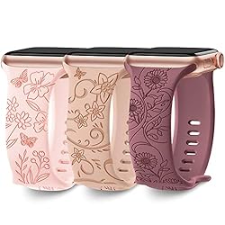 3 Pack Floral Engraved Bands Compatible with Apple