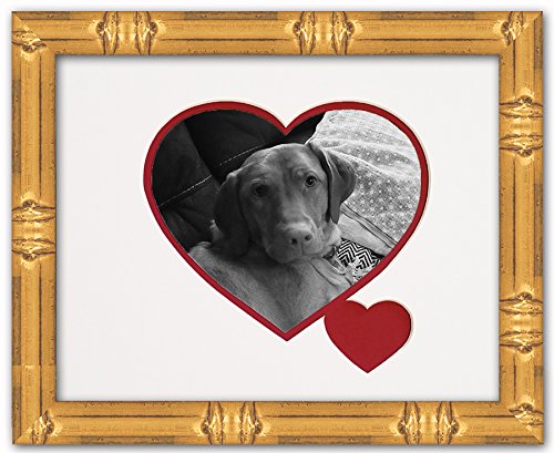 Heart and Love Gold Wood Picture Frame With Heart Double Mat For 4x6 Photo detailed image 3