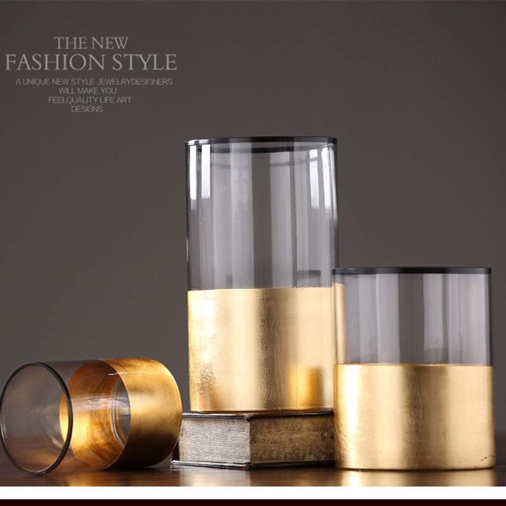 cyl home Hurricane Candleholders Clear Glass with Golden Decor Black Rim Dining Table Centerpieces Vases Gifts for Wedding Housewarming Holiday Christmas Party，7'' Height.: Home & Kitchen