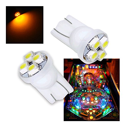 PA 10PCS #555 T10 4SMD LED Pinball Machine Light Bulb Yellow(Orange/Amber)-6.3V