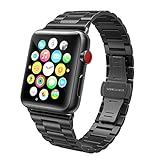 Apple Watch Band 42mm Stainless Steel, Swees iWatch Ultra Thin Slim Link with Metal Clasp for Apple Watch Series 3 , Series 2, Series 1, Sports & Edition Women Men, Space Gray