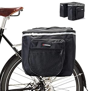 geneic Double Pannier Bags for Bike, Bike Luggage Rack Bag Bicycle Pannier Bag Waterproof Bike Rear Rack Bag Bike Seat…