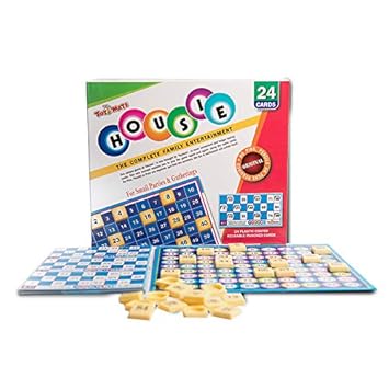 Toymate HOUSIE 24 Reusable Cards- A Family Fun Game for Small Gathering- No pins or Pencils Required.