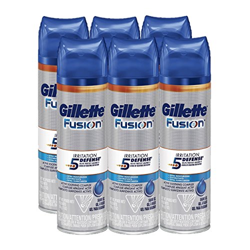 Gillette Fusion ProGlide Shave Gel, Irritation Defense + Extra Moisturizers, 7 Ounce (Pack of 6)