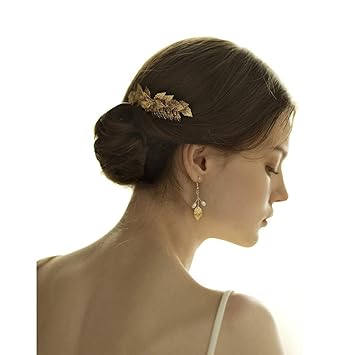 Amazon Com Fashion Festival Bridal Gold Silver Leaf Updo Hair