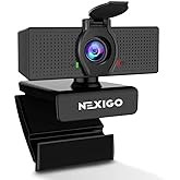 NexiGo N60 1080P Web Camera, HD Webcam with Microphone &amp; Privacy Cover, USB Computer Camera, 110-degree Wide Angle, Plug and Play, for Zoom/Skype/Teams/OBS, Conferencing and Video Calling (Renewed)