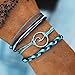 CHoppyWAVE Bracelets 3Pcs/Set Multi-Layer Women Rope Boho Beach Anklet Handmade Sea Wave Bracelet - Blue