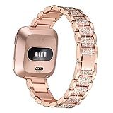bayite Bling Bands Compatible Fitbit Versa, Metal Bracelet Replacement Band Wristband Accessories Strap for Women, Gold