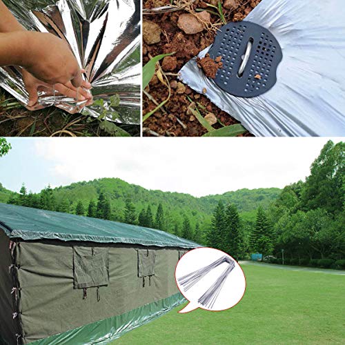 Quality Yes QY 20PCS 6Inch Heavy Duty Galvanized Garden Stakes Tent Stakes U Shape Lawn Landscape Staples Tent Pegs Pins