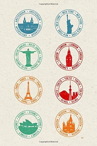 City Passport Stamps: 6x9 Lined Writing Notebook Journal, 120 Pages Paperback – 14 May 2019