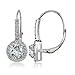 Sterling Silver Aquamarine and White Topaz Round Leverback Earrings
