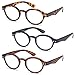 GAMMA RAY READERS 3 Pairs of The Teacher Round Unisex Spring Hinge Readers Fit for Men and Women Reading Glasses - With 1.50 Magnification