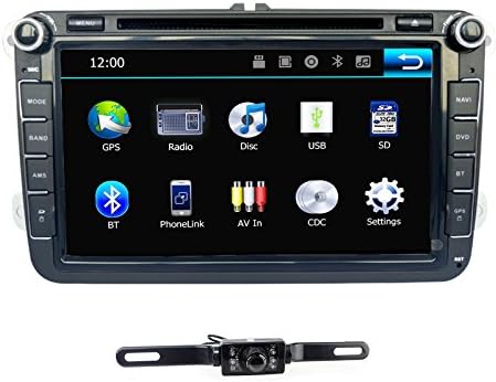 TOCADO Double Din Car DVD Player with 8" Display, Car DVD Player for VW Volkswagen Jetta Golf 5 6 Skoda Passat Caddy T5 Seat with Can-bus, Bluetooth, iPod-Input, RDS, Radio + Backup Camera