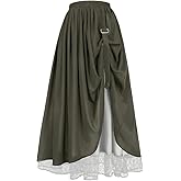 Women's Renaissance Skirt Victorian Peasant Double-Layer Maxi Long Skirt