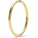 14K Solid Gold Basic Seamless Snug Fit Nose Ring - Minimalist 20 Gauge Nose Hoop - 7mm 8mm - Cartilage Helix Piercing Jewelry - Septum Hoop