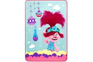 Franco Manufacturing Trolls World Tour Plush Throw - Super Soft 100% Polyester Plush Throw- 46 in x 60 in - Trolls Rainbows E