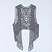 JASTIE Pirate Curiosity Open Stitch Cardigan Boho Sleeve Hippie Crochet Vest (Gray), Medium