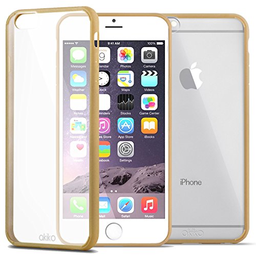 Iphone 6 6S Plus Case, Akiko Iphone 6 6S Plus (5.5) Shock-Absorbing Bumper Case With Clear Back Panel Protective Cover- Retail Packaging - Clear / Champagne Gold (759883700582)