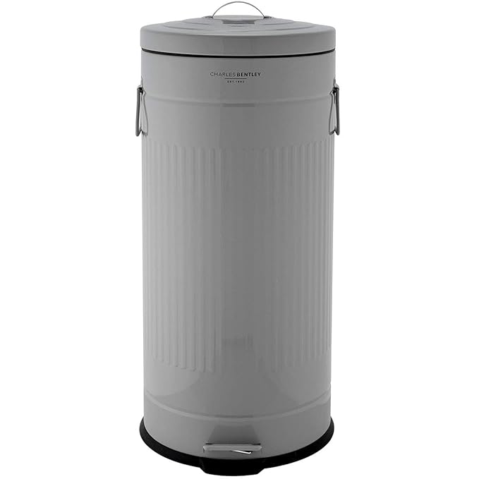 Charles Bentley Home 30L Retro Steel Waste Rubbish Kitchen Pedal Bin