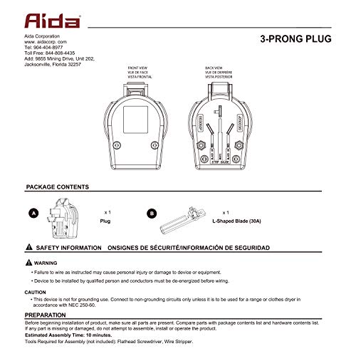 NEMA 1030P & NEMA 1050P, 30 & 50 Amp, 125 & 250 Volt, 3Pole, 3Wire, 3Prong Interchangeable