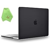 UESWILL Matte Hard Case Compatible with MacBook Pro 15 inch with Touch Bar & USB-C 2016 2017 2018 2019 Release Model A1990 A1707, Black