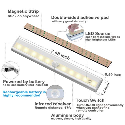 SZOKLED Remote Control LED Lights Bar, Wireless Portable LED Under