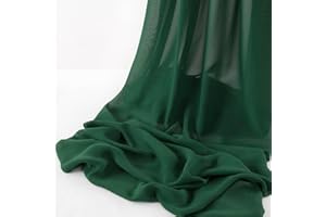 MLMW Emerald 10 Yards 60" Wide Sheer Fabric Chiffon Fabric by The Yard Continuous Solid Color Draping Fabric for Wedding Party Backdrop