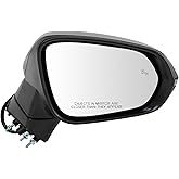 TRQ Right Mirror Passenger Side Heated Textured with Memory Blind Spot | For 15-17 Lexus NX200t NX300h Blind Spot Indicator Turn Signal