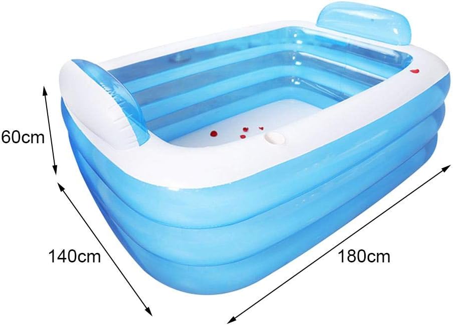 Finelyty Rectangular Inflatable Swimming Pool, Thickened 3-Ring Inflatable Pool, Inflatable Bathtub Spa, Adult Beach Bathtub Barrel
