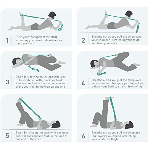 Forbidden Road Stretch Strap with 12 Loop Exercise Strap for Physical Therapy Yoga Dance Pilates Greater Flexibility and Fitness Workout Deepen Green/Black/Purple