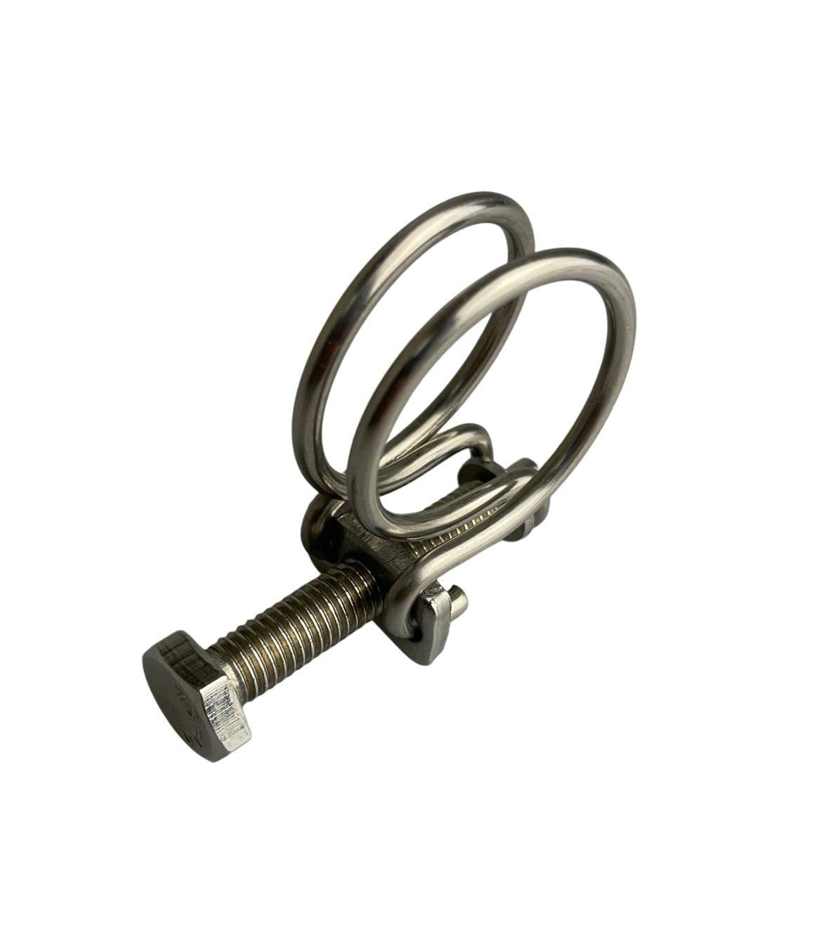 Boltza Stainless Steel Double Wire Hose Clips 33-38mm Pond Pipe Screw Tight Koi Fish Fitting Filter Pump Clamp x10