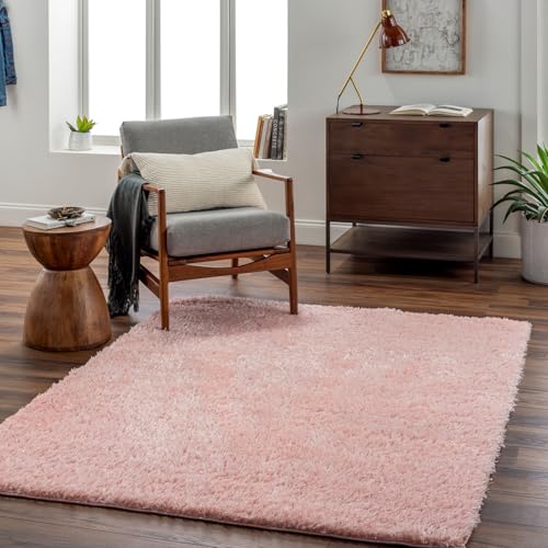 Livabliss Shaggy Rug Shaggy Berber Teppich 160x213 cm - Flauschiger Teppich fuer Wohnzimmer, Esszimmer, Schlafzimmer, Langflor Hochflor Teppich flauschig - Teppich gross, Wohnzimmerteppich in Rosa