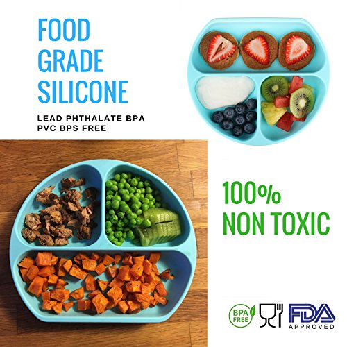 image for WNOPA Silicone Baby Feeding Complete Set Food Divider Plate Bib Flexib