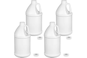 MEDIZ Half Gallon White HDPE Plastic Round Jug with Handle and Cap with PE Heat Induction Sealing Liner, BPA Free, Residential and Commercial Uses, Made in USA (4 Pack)