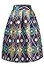 Annflat Women's African Print Casual A-Line Dress Pleated Midi Skirt