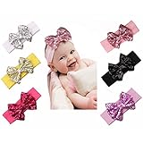 Tacobear 6pcs Baby Sequins Headbands Glitter Bow Soft Headwrap Sparkle Headdress