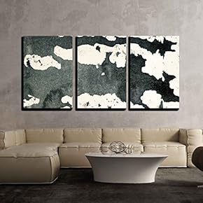 3 Piece Canvas Wall Art - Abstract Painted Grunge Background, Ink Texture. - Modern Home Art Stretched and Framed Ready to Hang - 16"x24"x3 Panels