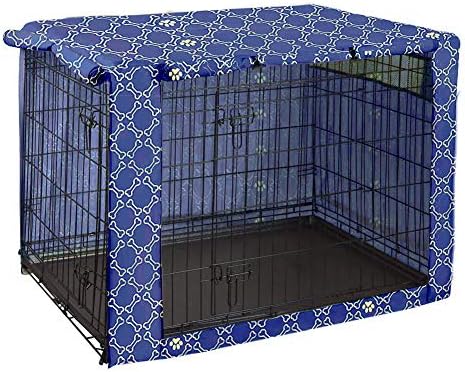 Dog Crate Cover Durable Polyester Pet Kennel Cover Universal Fit for Wire Dog Crate - Fits Most 24 inch Dog Crates - Cover only-Blue-24