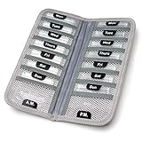 TeloTravel Travel Pill Case | 7-Day AM/PM Medication Organizer (Light Grey)