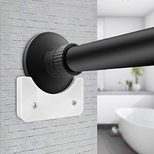 FEATCH 2 Pack Shower Curtain Rod Mount Holder, Universal Acrylic 3M Adhesive Wall Mount Holder for Shower Curtain Rod (Shower Curtain Rod Not Included) (White)