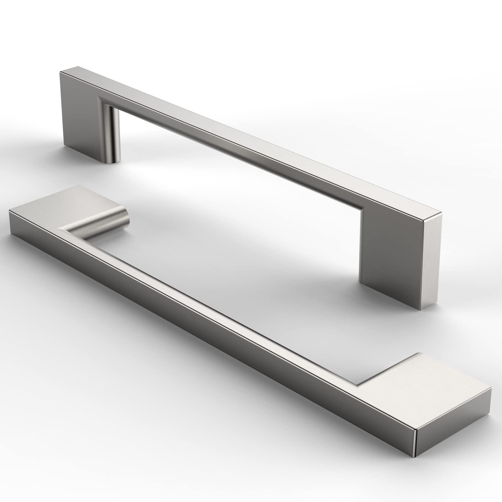 FURNIWARE 10 Pack Cabinet Pull,Brushed Nickel Cabinet Handles,Hardware Drawer Pulls,Solid Aluminum Kitchen Cabinet Door Handles Pull-128mm(5 Inch) Hole Center