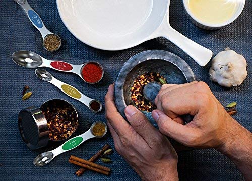 BKhome Measuring Spoons,Magnetic Measuring Spoons,Measuring Spoons Stainless Steel,Teaspoon Tablespoon Measuring Spoon Set Double End Nesting Measuring Dry and Liquid Ingredients (Set of 7)