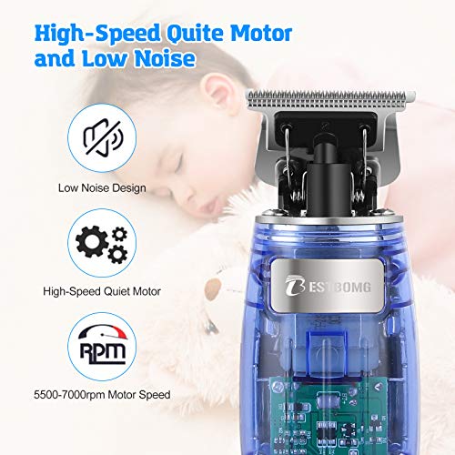 BESTBOMG T-Outliner Hair Trimmer for Men Professional Cordless mens Hair Clipper Haircutting Kit Machine with 4 Guide Combs,Rechargeable 2000mAh Li-Battery